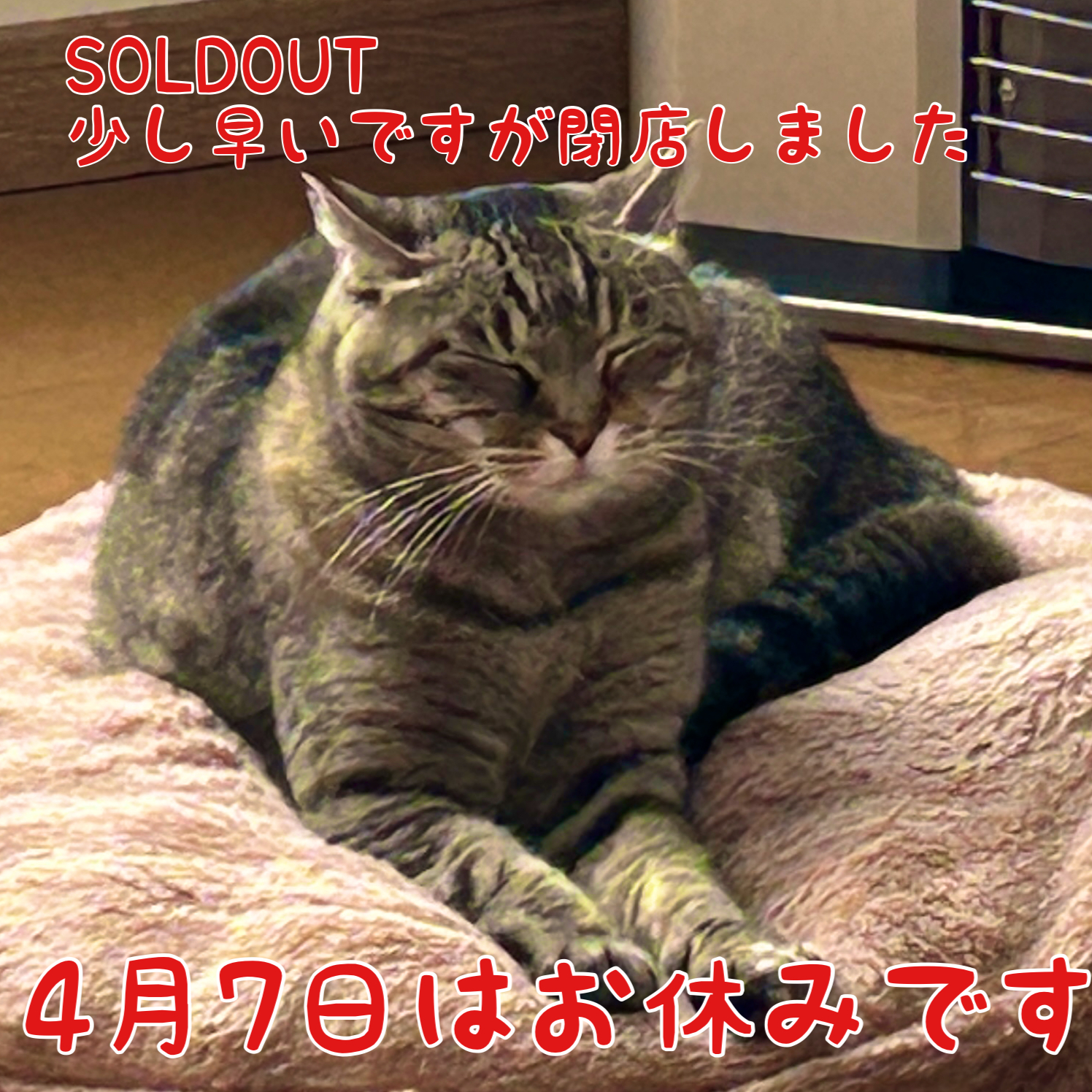 4月7日（火）はお休みです。